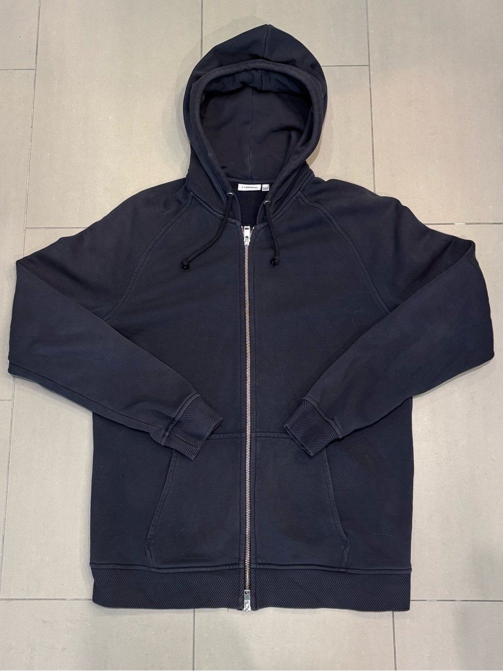 J. Lindeberg Dark Navy Full-Zip Hooded Sweatshirt